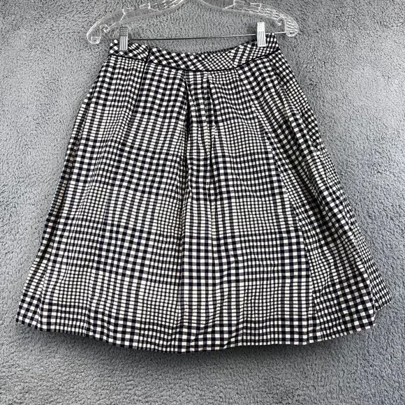 Odille Anthropologie Women’s Blue & cream Plaid Pleated Flared Skirt 2 - Picture 3 of 11